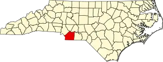 Location of Union County in North Carolina