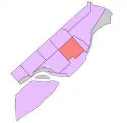 Location of Queen's Park neighbourhood shown in red