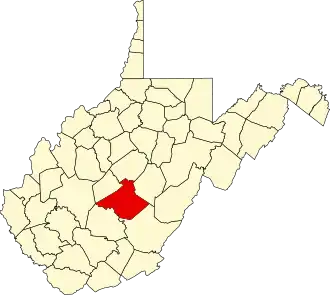 Map of West Virginia highlighting Nicholas County