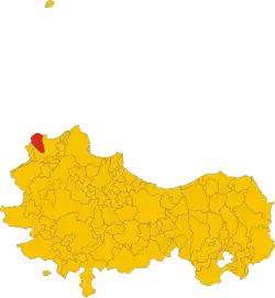 Location of Cinisi in the Province of Palermo