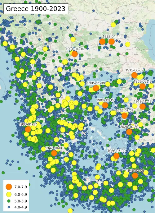 Image 39Map of earthquakes in Greece and adjacent countries 1900–2017 (from Geography of Greece)