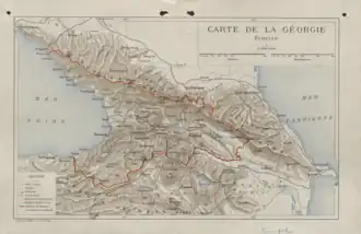 Map of borders submitted by the Democratic Republic of Georgia to the Paris Peace Conference in 1921.