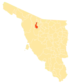 Location of the municipality in Sonora