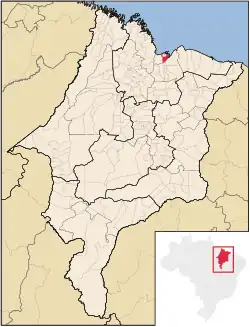 Location of São José de Ribamar in the state of Maranhão and Brazil