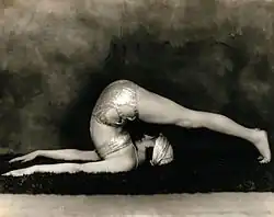 The health and beauty guru Marguerite Agniel in plough pose, c. 1928. Photograph by John de Mirjian