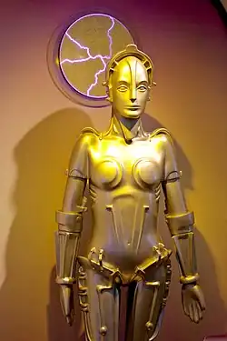 A replica of a feminine humanoid robot.