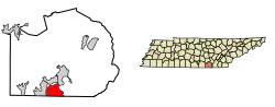 Location of New Hope in Marion County, Tennessee.