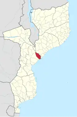 Marromeu District on the map of Mozambique