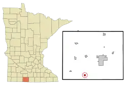 Location in Martin County and the state of Minnesota