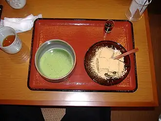 With matcha and kuromitsu