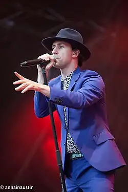 Smith performing with Maxïmo Park in Latvia in 2017