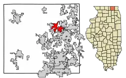Location of Wonder Lake in McHenry County, Illinois