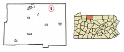 Location of Eldred in McKean County, Pennsylvania.