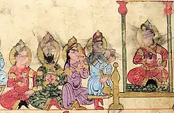 Court scene. Amid, modern-day Diyarbakır, Turkey, 1206 (Ms. Ahmet III 3472).[21]