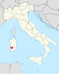 Location of the province of Medio Campidano in Italy