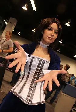 Meg Turney cosplaying as Elizabeth from BioShock Infinite.