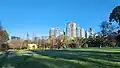 Melbourne skyline view from Fitzroy Gardens