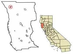 Location in Mendocino County, California