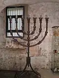 A menorah seen inside the synagogue
