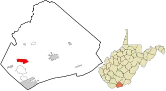 Location in Mercer County and the state of West Virginia.