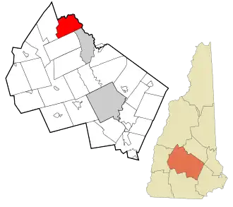Location in Merrimack County and the state of New Hampshire