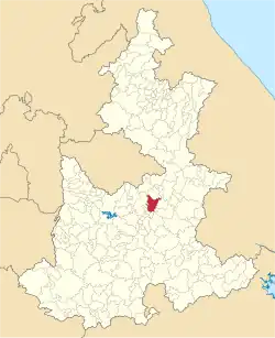 Location of the municipality in Puebla
