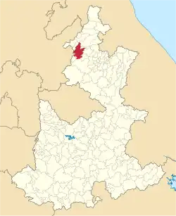 Location of the municipality in Puebla