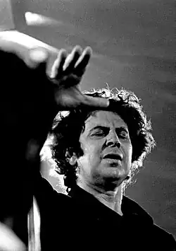 Image 33Mikis Theodorakis, popular composer and songwriter, introduced the bouzouki into the mainstream culture. (from Culture of Greece)