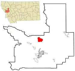 Location in Missoula County and the state of Montana