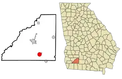 Location in Mitchell County and the state of Georgia