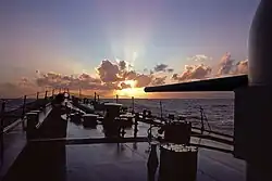 Sunrise on the USS Mitscher (DDG-35) north of Puerto Rico. January 1975