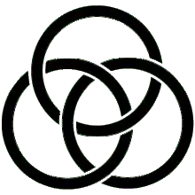 A trio of interlocked black rings