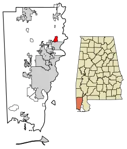 Location in Mobile County, Alabama