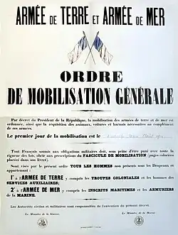 Poster announcing the start of mobilization.