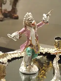 Rococo – singerie figurine, part of a monkey band, by the Meissen porcelain factory, c. 1765, porcelain, enamel and gilding, Art Institute of Chicago, Chicago, USA