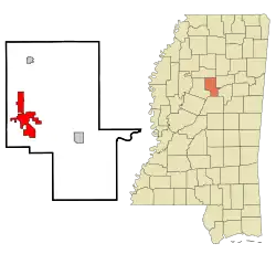 Location in Montgomery County and the state of Mississippi