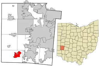 Location in Montgomery County and the state of Ohio.