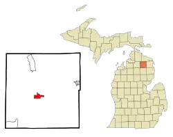 Location in Montmorency County and the state of Michigan