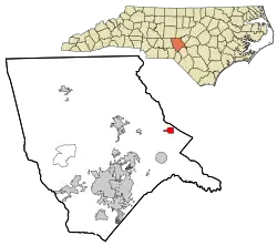 Location in Moore County and the state of North Carolina