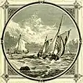 A pair of schuyts aground, in a print dated 1860