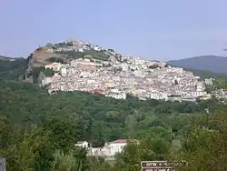 An aerial view of the town of Morcone in the Matese Mountains