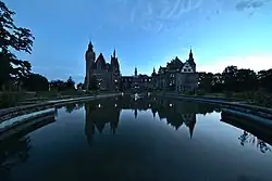 Moszna Castle at blue hour