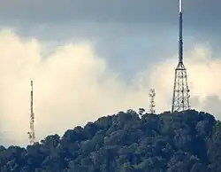 Telephoto view of the three transmission towers on Mount Nardi