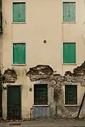 House built against the wall near Porta Padova