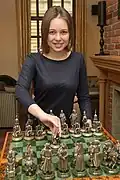 Former Women's World Chess Champion Mariya Muzychuk was playing on board two for Ukraine