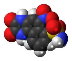 Space-filling model of the NBQX molecule