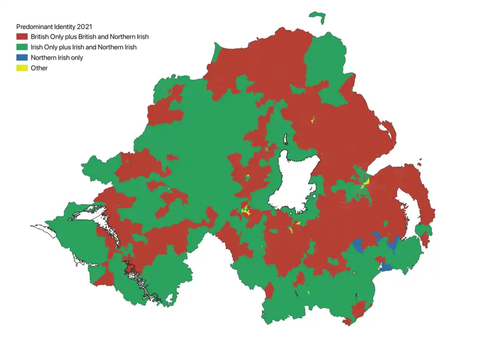 Most commonly selected National Identity in 2021 census, based on 2021 Census "Data Zones" so cannot be directly compared to 2011[79]