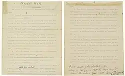 Two leafs of white paper with typewriting and handwritten notes