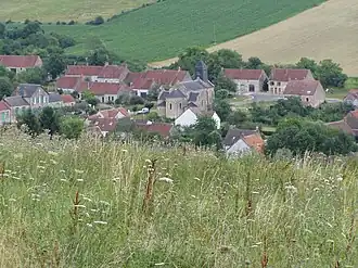 The church and surrounding buildings in Nannay