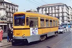 An example of the rebuilt Peter Witt cars used in Naples
